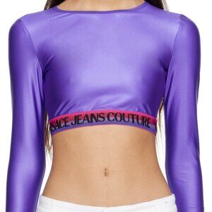 Versace Jeans Couture Purple Jacquard Long Sleeve T-Shirt